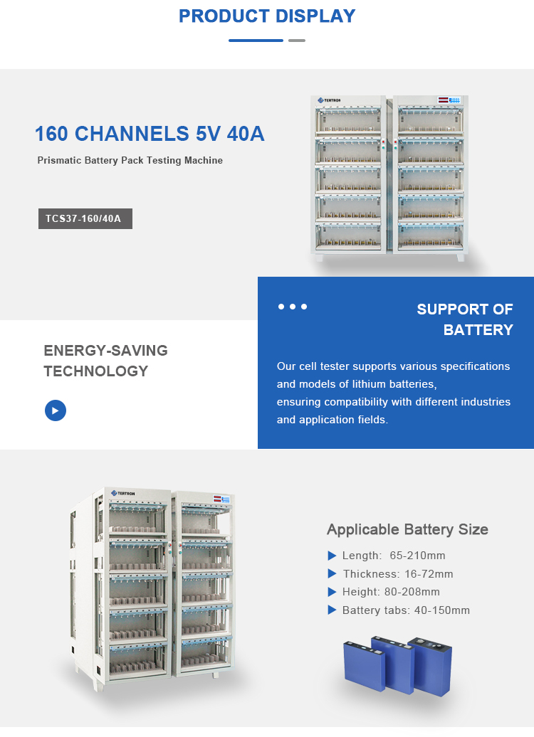 Tampilan produk 160 saluran dari mesin pengujian baterai prismatik