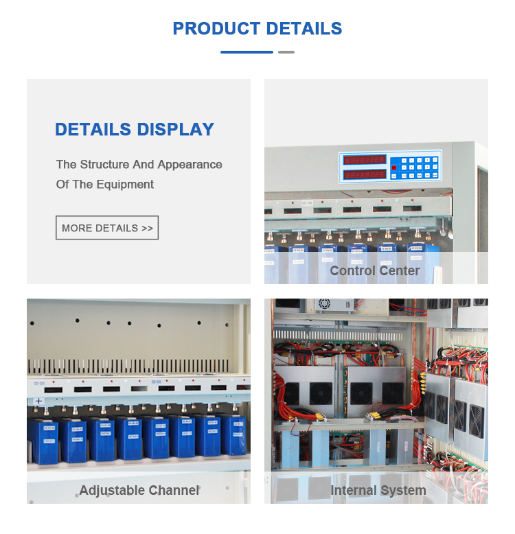 detail mesin pengujian baterai prismatik - 48 saluran 60A 100A